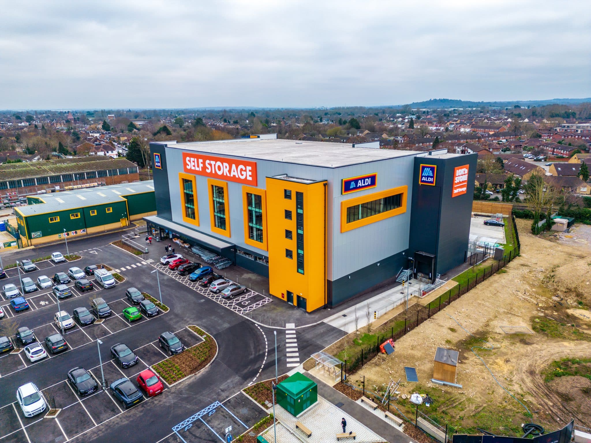 Baynham Meikle Aldi Staines full aerial view