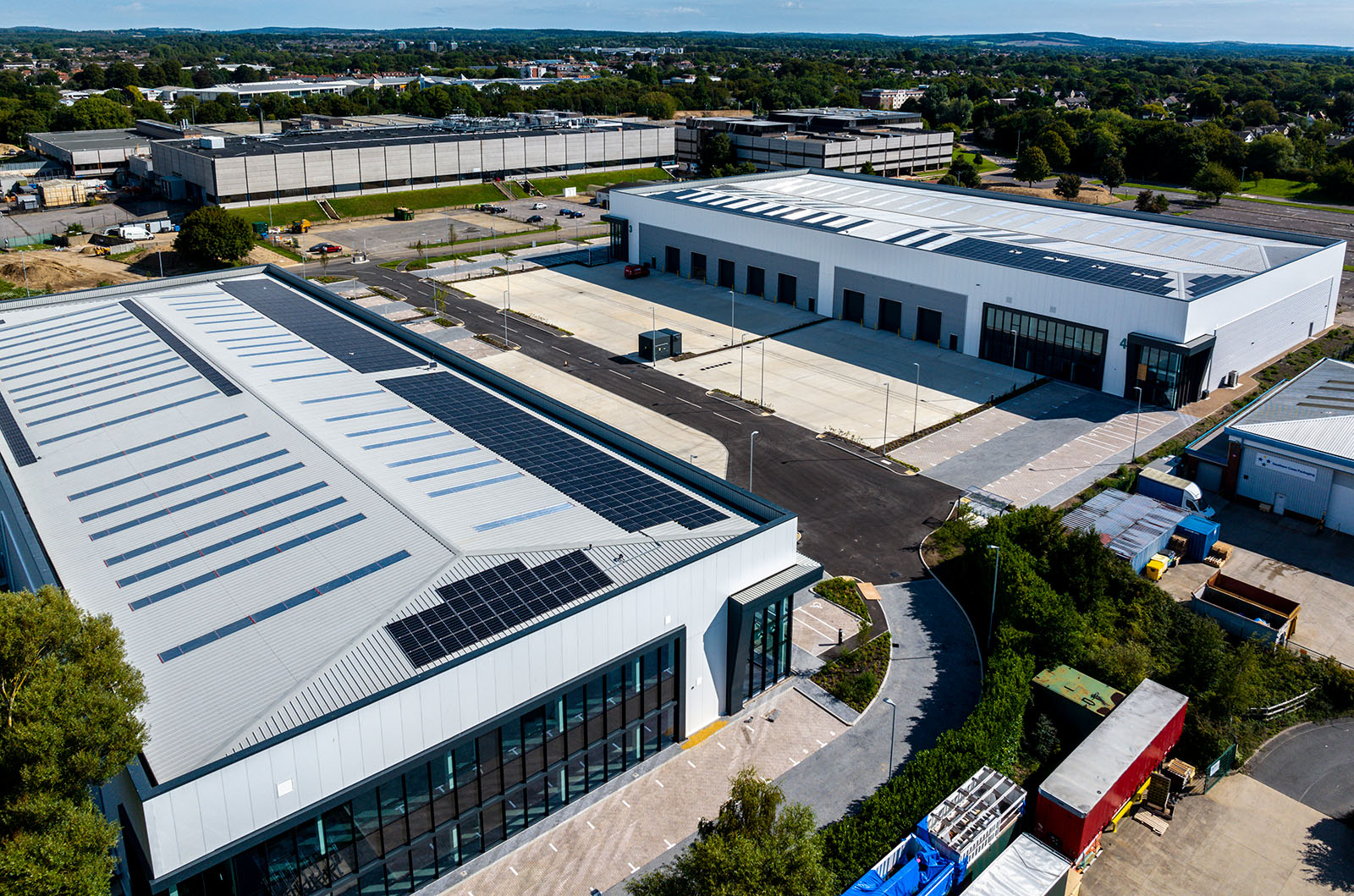 Baynham Meikle Langstone Park aerial view of both units
