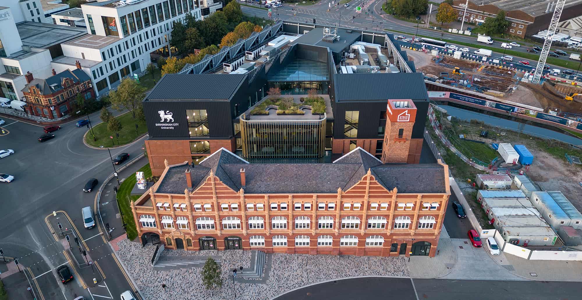 Baynham Meikle Steamhouse Birmingham University aerial view